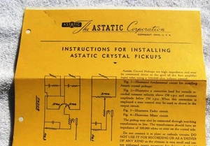 ASTATIC B-16 Tru-Tan Tone Arm INSTALLATION EQUALIZATION B-2 Crystal Cartridge - Picture 1 of 2