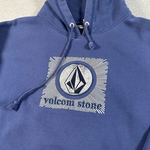 VTG Volcom Pullover Hoodie Sweatshirt Men L Blue Y2K Grunge Skate OP Surf - Picture 1 of 7