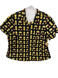 Eva Rose Womens Button Down Shirt Tacos Chips Burritos Happy Short Sleeve 4XL - Picture 1 of 15