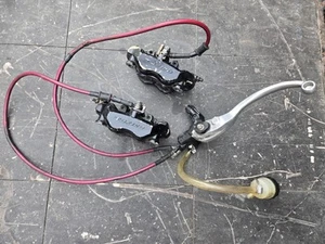 03-04 KAWASAKI ZX6R ZX636 OEM FRONT BRAKE MASTER CYLINDER CALIPERS LINES #118 - Picture 1 of 9