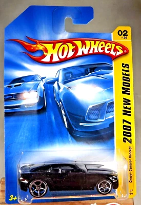 2007 Hot Wheels #2 New Models 2/36 CHEVY CAMARO CONCEPT Black Variant w/OH5 Sp - Image 1 of 4