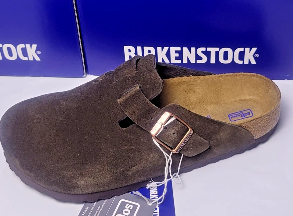 BIRKENSTOCK Mens Boston Soft Footbed Classic Clogs Shoes Mocha Suede 66046 US 7 7.5 - EU 40 Regular