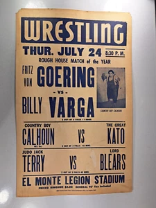 Country Boy Calhoun, Fritz Von Goering, Vintage Wrestling Event Poster (S46) - Picture 1 of 15