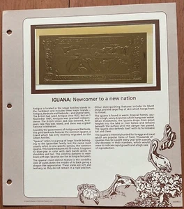 23kt Gold $30 Antigua & Barbuda Banknote - Iguana L49 - Picture 1 of 3