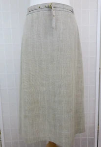 M&S A Line Skirt Grey Size 18 Check Cotton Blend Belt Detail Midi Lined - Picture 1 of 9