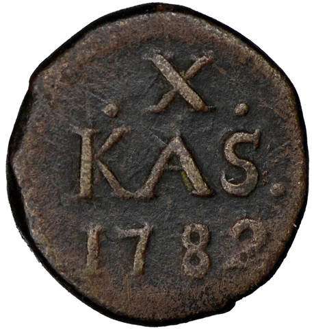 DANISH INDIA (Tranquebar) X Cash 1782 Copper VF Christian VII Free Shipping Cover