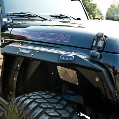 2pcs for 2007-2018 Jeep Wrangler JK  Front Fender Flares LED Steel Textured Kit - Image 1 of 4