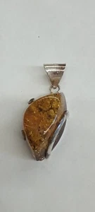 Vintage Sterling Silver & Amber Pendant - Picture 1 of 7