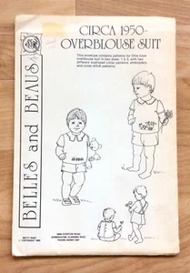Traje Sobreblusa Patrón BELLES AND BEAUS + Pantalones Cortos Niños Pequeños Alrededor de 1950 SIN CORTAR - Imagen 1 de 1