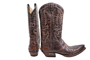 SENDRA Brown Leather Pointed Toe Western Boots Size 8 W - Picture 1 of 17