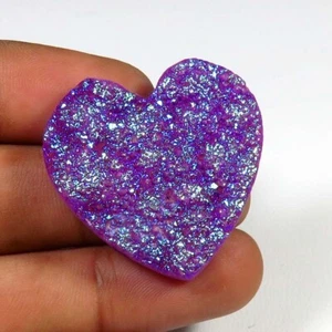 Purple Titanium Druzy Agate Heart Gems 30x30 mm Natural Titanium Cabochon TN-66 - Picture 1 of 9