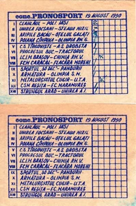 Romania, 1990, Lot of 4 Vintage Sport Bets Tickets - PRONOSPORT - Picture 1 of 2