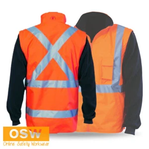 Hi Vis 4 in 1 Zip Off Sleeve waterproof shell R/Vest X-Back Additional Tape 3990 - Picture 1 of 4