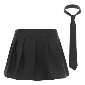 Women School Uniform Set Plaid Mini Skirt with Tie Fancy Dress Cosplay Costume - Picture 1 of 66