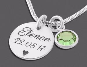 SILBERSCHMUCK MIT NAMEN, NAMENSKETTE, GRAVUR, GEBURTSSTEIN - Bild 1 von 1