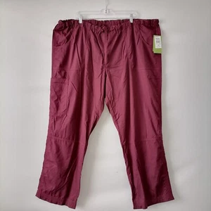 Landau Made Better Women's  Maroon Scrubs Drawstring Stretch Pants Size 3XL - Picture 1 of 6