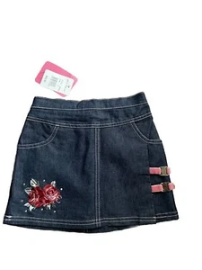 Betsey Johnson NWT Blue Jean Skirt Girls Size 4T, Embroidered Flowers Ret. $32 - Picture 1 of 1