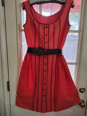 Camisa Vestido Cintura Vintage Años 50 60 Jardín Verano Cosecha Cinturón, Coral, Dirndal Foto 1 de 4