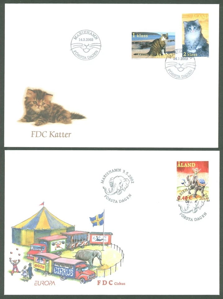Aland L52 2 FDC 2002/2003 CATS - Circus Animals Elephant - Image 1 of 1