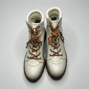 MIA Womens Catalin Combat Casual Boots Ankle Low Heel 1-2" - Off White Size 8.5 - Picture 1 of 10