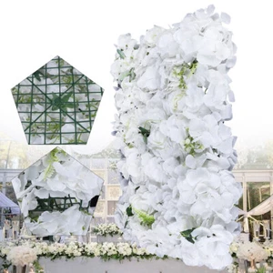 🔥 12Pcs Artificial Flower Wall White Rose Hydrangea Panel Wedding Floral Mat - Picture 1 of 11