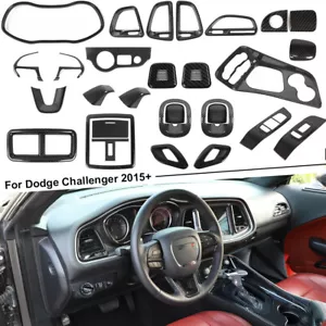 29pcs Full Interior Console Cover Trim Kit for Dodge Challenger 15+ Carbon Fiber - Picture 1 of 14