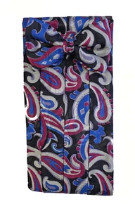 Men's Retro Blue & Black Paisley Silk Cummerbund & Bow Tie Pre-Tied & Adjustable - Picture 1 of 1