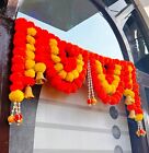 Artificial hanging flowers Bandanwar of Marigold  and beads 40 inch width.