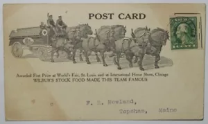 World's Fair & IHS Winning Horse Team 1912 post card, Wilbur's Stock Food Co. - Bild 1 von 2