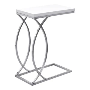 Monarch Specialties Accent Table - Glossy White With Chrome Metal - Picture 1 of 6