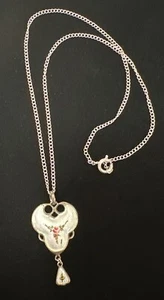 "Antiguo collar de plata de ley Art Nouveau esmalte azul y rosas 16""" - Imagen 1 de 7