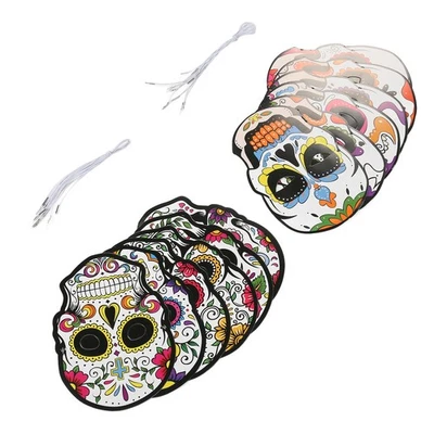 12pcs Day Of The Dead Mask With Elastic Band Attractive Halloween Mask For - Image 1 of 4