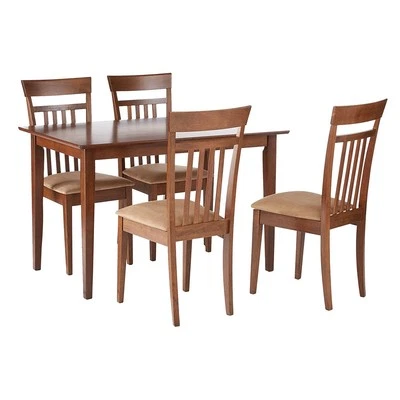 Benjara Classy 5 Piece Wooden Dining Table Set, Brown Foto 1 de 4