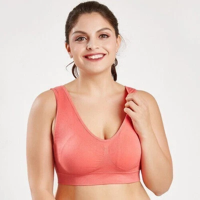 Plus Size Women Seamless Sport Bras Crop Top Vest Ladies Stretch Padded Bra - Image 1 of 4