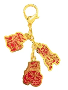 2026 Feng Shui 3 Three Celestial Guardians Amulet Keychain - Picture 1 of 1