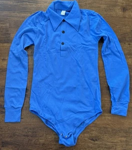 Vintage Men’s Holeproof Body Gear Blue Bodysuit Shirt Maker Collar Sz Medium NOS - Picture 1 of 7