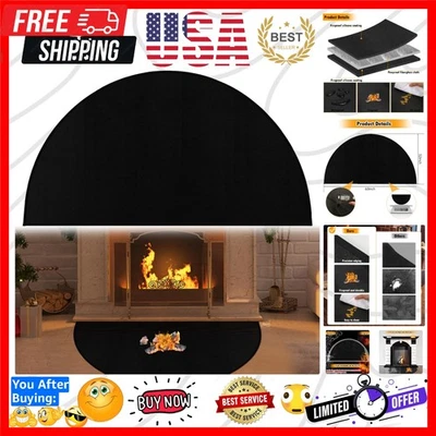 Versatile Large Fire Resistant Fireplace Mat - 32x60 Inch Protection for Home - Image 1 of 4