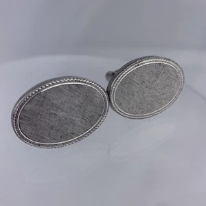 Simple Brushed Face Sterling Silver Cufflinks Large Oval Modern Destino Vintage - Picture 1 of 10