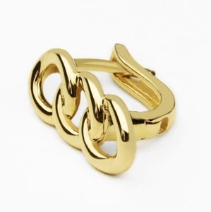 14k Massiv Gold Kettenreifen Ohrring, einzigartiger Reifen Ohrring, minimalistischer Schmuck - Bild 1 von 6