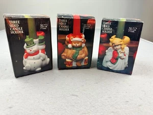 3 Vintage JSNY Dancing Candle Trio Christmas Candle Holder with 5" Candle NEW - Picture 1 of 1