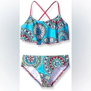 Kanu Surf Girls' Alania Flounce Bikini Beach Sport 2 Piece Swimsuit 10 Jasmine - Picture 1 of 1