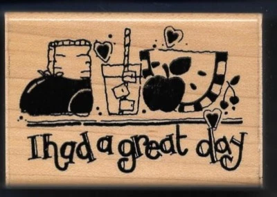 Tuve un gran día Zapatos Fruta Diversión Animar Palabras CERCA DE MI CORAZÓN Sello de Goma Foto 1 de 3