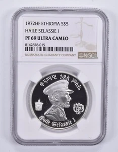 1972 HF Ethiopia 5 Dollars Silver Haile Selassie 1 PF69 UCAM NGC - Picture 1 of 5