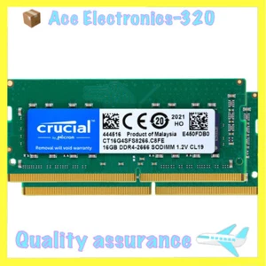 Crucial DDR4 32GB CL19 Kit 2666MHz 2x 16G SO-DIMM Dual Laptop CT16G4SFD8266 1.2V - Picture 1 of 5