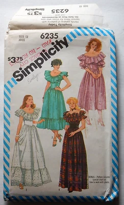 Simplicity 6235 Evening Dress ©1983 Cottagecore size 12 UC FF - Image 1 of 2