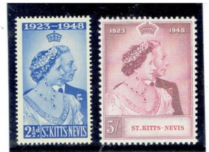 SAINT KITTS - NEVIS 1949 matrimonio argento MLH/MNH CV $11,25 - Foto 1 di 2