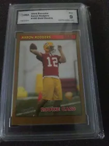 2005 Topps Bazooka Football Aaron Rodgers PACKERS RC Gold #190 GMA 9 Mint - Picture 1 of 2