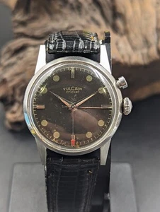 1947-1949 Vulcain Cricket 17j 1st Gen 34mm Swiss Wristwatch W/Alarm-Serviced - Picture 1 of 8