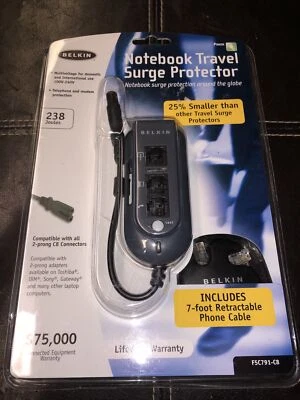 Belkin Notebook Laptop Travel Surge Protector  7 Ft Cord Domestic/International - Image 1 of 2