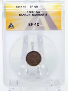 Moneda de 5 centavos Canadá 1987 5¢Anacs graduada EF40 'estrecha 8' (BT-296) - Imagen 1 de 7